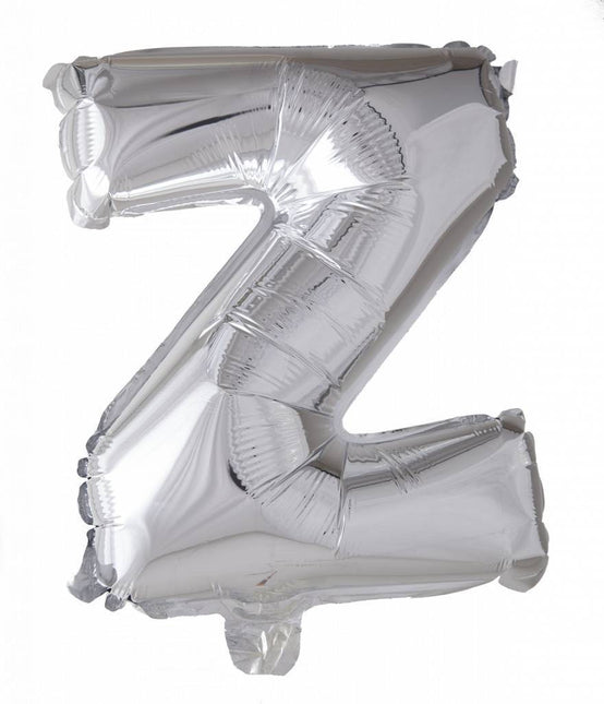 Folie Ballon Letter Z Zilver 41cm met Rietje van WeFiesta koop je bij Partywinkel