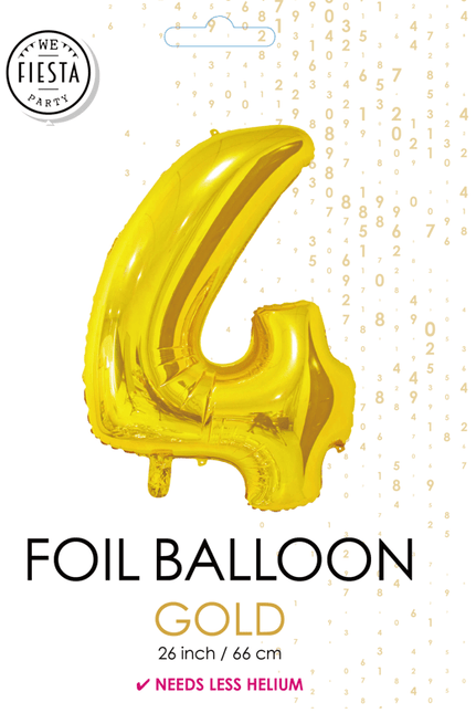 Folieballon Cijfer 4 Goud 66cm van WeFiesta koop je bij Partywinkel