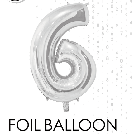 Folieballon Cijfer 6 Zilver 66cm van WeFiesta koop je bij Partywinkel