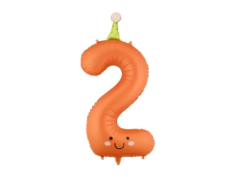 Folieballon met het cijfer "2", 86 cm, oranje van Partydeco koop je bij Partywinkel