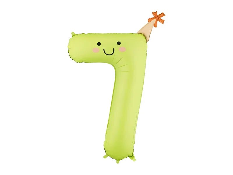 Folieballon met het cijfer "7", 86 cm, lichtgroen van Partydeco koop je bij Partywinkel