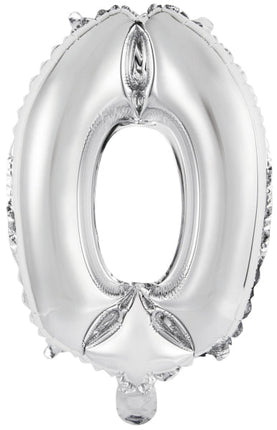 Folieballon – Mini Cijfer 0 – Zilver – 34 x 23 cm van Riethmueller koop je bij Partywinkel