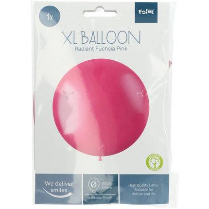 Fuchsia Ballon Metallic Fuchsia Pink 80cm van Folat koop je bij Partywinkel