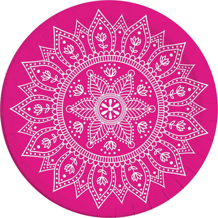 Fuchsia Borden Mandala 23cm 8st van Procos koop je bij Partywinkel