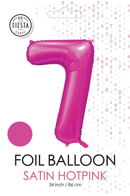 Fuchsia Cijfer Ballon 7 Jaar Glans 86cm van WeFiesta koop je bij Partywinkel