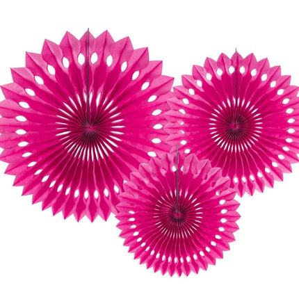 Fuchsia Papieren Waaiers 20cm 3st van Partydeco koop je bij Partywinkel