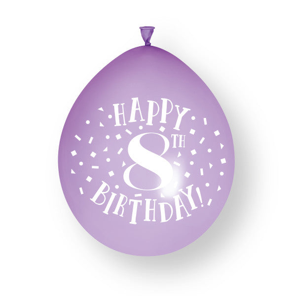 10 sztuk balonów lateksowych "Happy 8th Birthday 23 cm