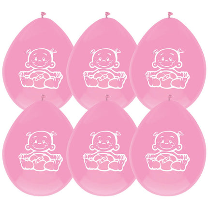 Geboorte Ballonnen Meisje 25cm 6st van Haza Witbaard koop je bij Partywinkel