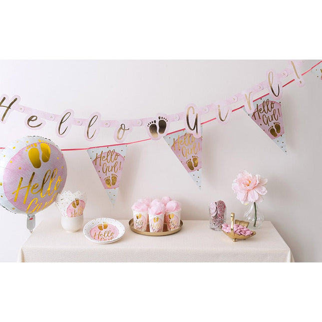 Geboorte Bekers Hello Girl Papier 210ml 10st van Boland koop je bij Partywinkel