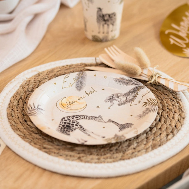 Geboorte Borden Safari 18cm 8st van Haza Witbaard koop je bij Partywinkel
