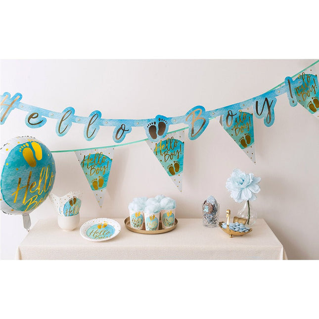 Geboorte Letterslinger Hello Boy! 1,4m van Boland koop je bij Partywinkel