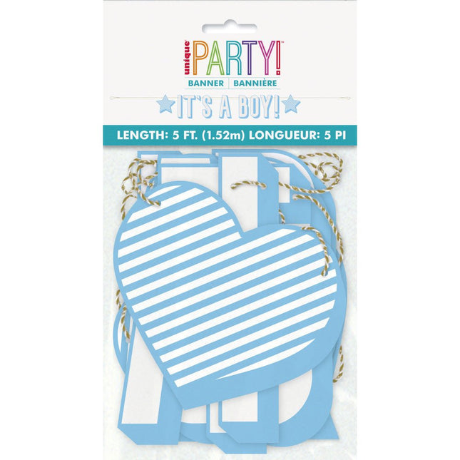 Geboorte Letterslinger It's A Boy 1,58m van Unique koop je bij Partywinkel