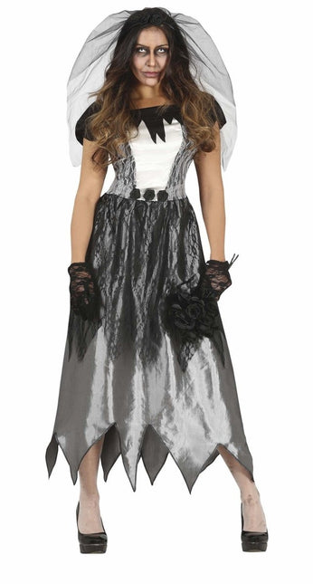 Geesten Bruid Halloween Kostuum Dames Zwart van Fiestas Guirca koop je bij Partywinkel