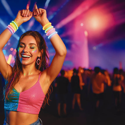 Gekleurde Armband Glow In The Dark 100st van Fiestas Guirca koop je bij Partywinkel