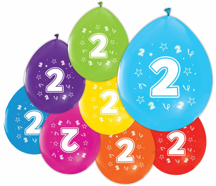 Gekleurde Ballonnen 2 Jaar 30cm 8st van WeFiesta koop je bij Partywinkel