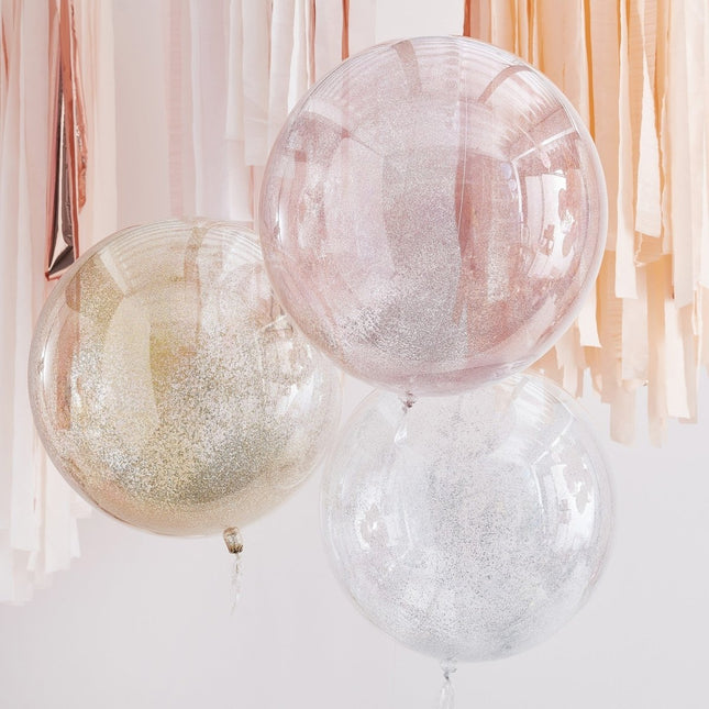 Gekleurde Ballonnen Metallic Glitter 45cm 3st van Ginger Ray koop je bij Partywinkel
