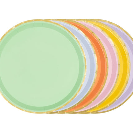 Gekleurde Borden 21cm 6st van Partydeco koop je bij Partywinkel