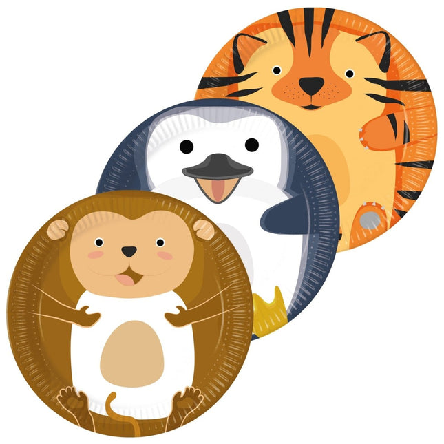 Gekleurde Borden Dieren 23cm 8st - Partywinkel - 5201184965986