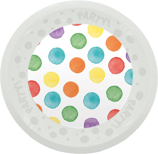 Gekleurde Borden Stippen 21cm 4st van Procos koop je bij Partywinkel