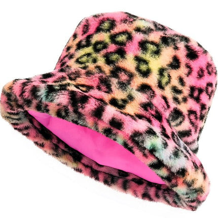 Gekleurde Bucket Hat Panterprint Pluche van Widmann koop je bij Partywinkel