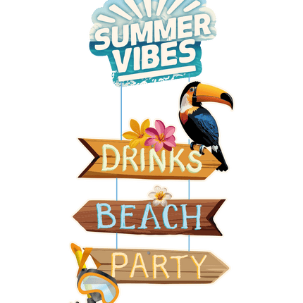 Gekleurde Deurbord Summer Vibes 60cm van Paper Dreams koop je bij Partywinkel