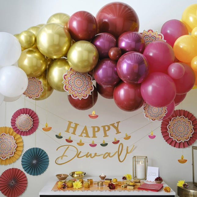 Gekleurde Diwali Ballonnen 30cm 5st van Ginger Ray koop je bij Partywinkel