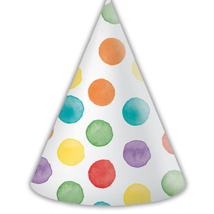 Gekleurde Feesthoedjes Stippen 6st van Procos koop je bij Partywinkel