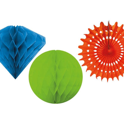 Gekleurde Honeycombs 20cm 3st van Procos koop je bij Partywinkel