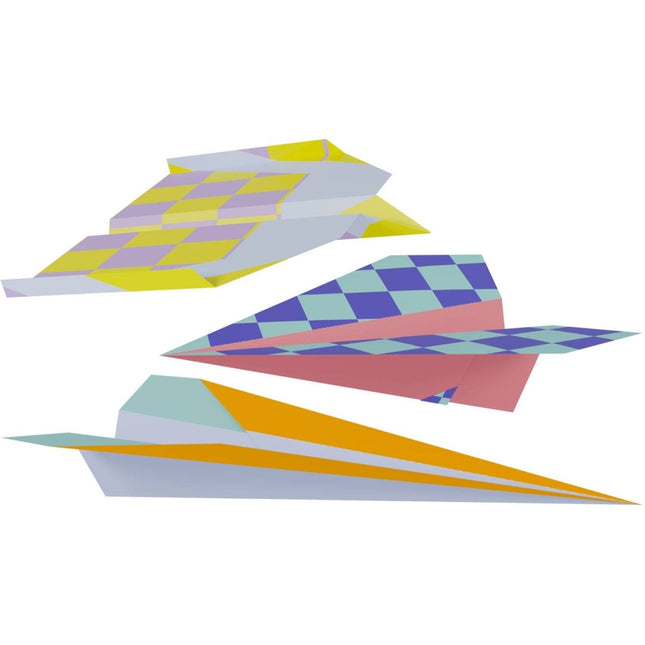 Gekleurde Knutselset Papieren Vliegtuigjes 12st van Folat koop je bij Partywinkel