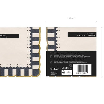 Gekleurde Servetten Gestreept Gouden Rand 33cm 12st van Partydeco koop je bij Partywinkel