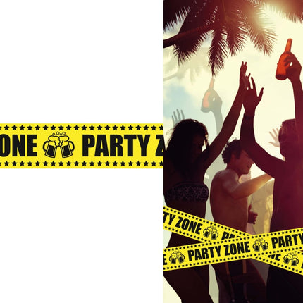Gele Afzetlint Party Zone 6m - Partywinkel - 8434077311264