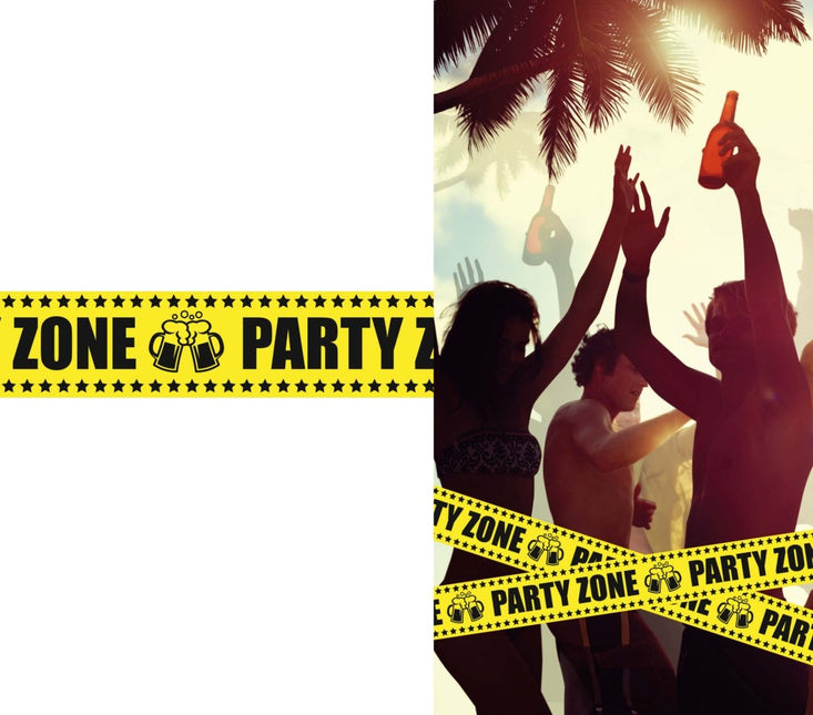 Gele Afzetlint Party Zone 6m - Partywinkel - 8434077311264