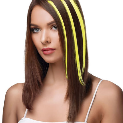 Gele Hair Extension 50cm 3st - Partywinkel - 8434077481363