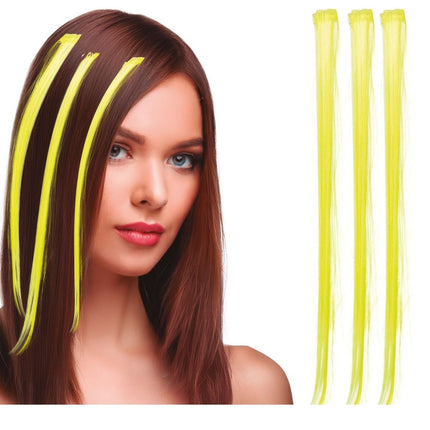 Gele Hair Extension 50cm 3st - Partywinkel - 8434077481363