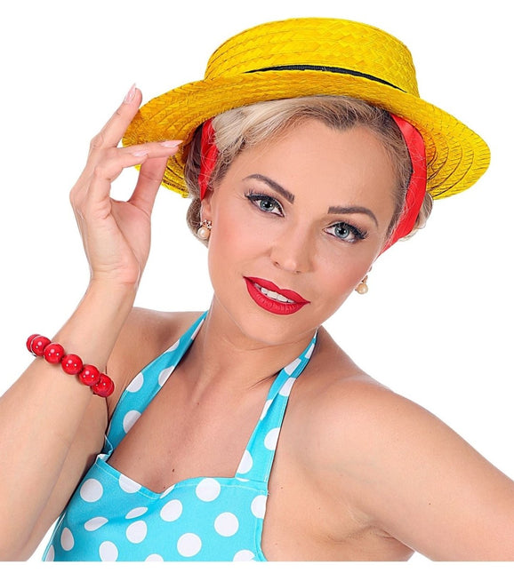 Gele Hoed Met Zwarte Band van Widmann koop je bij Partywinkel