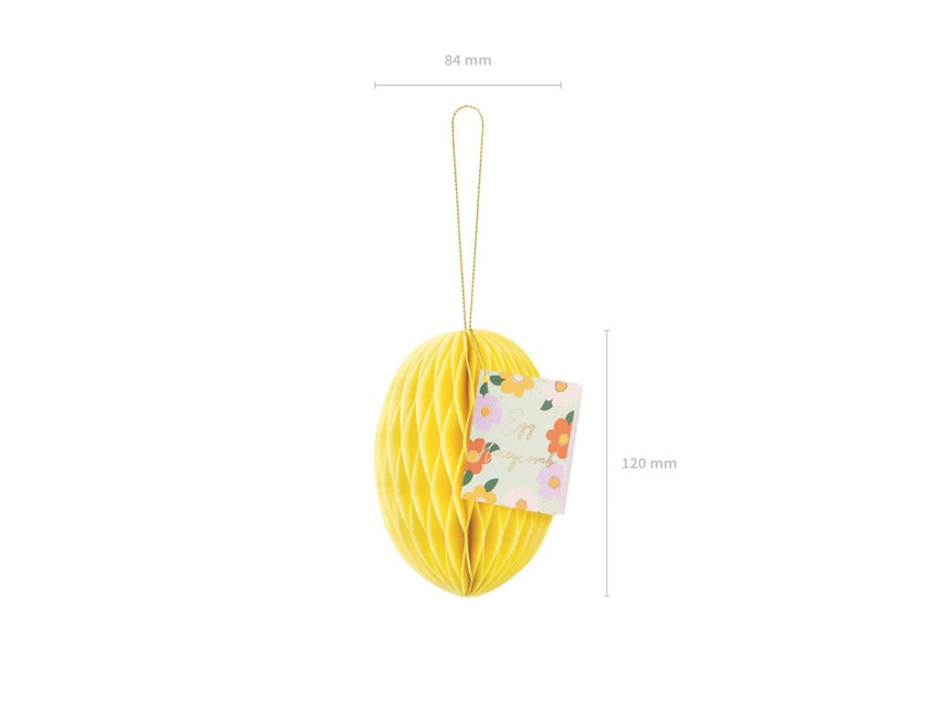 Gele Honeycomb Paasei 12cm van Partydeco koop je bij Partywinkel