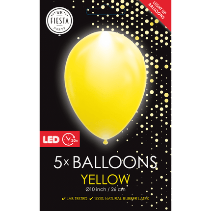Gele Led Ballonnen 26cm 5st van WeFiesta koop je bij Partywinkel