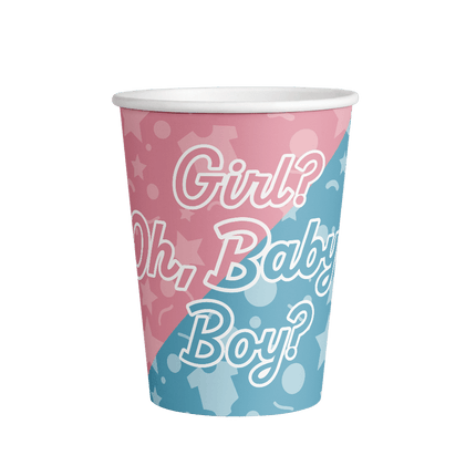 Gender Reveal Bekers 9cm 8st van Paper Dreams koop je bij Partywinkel