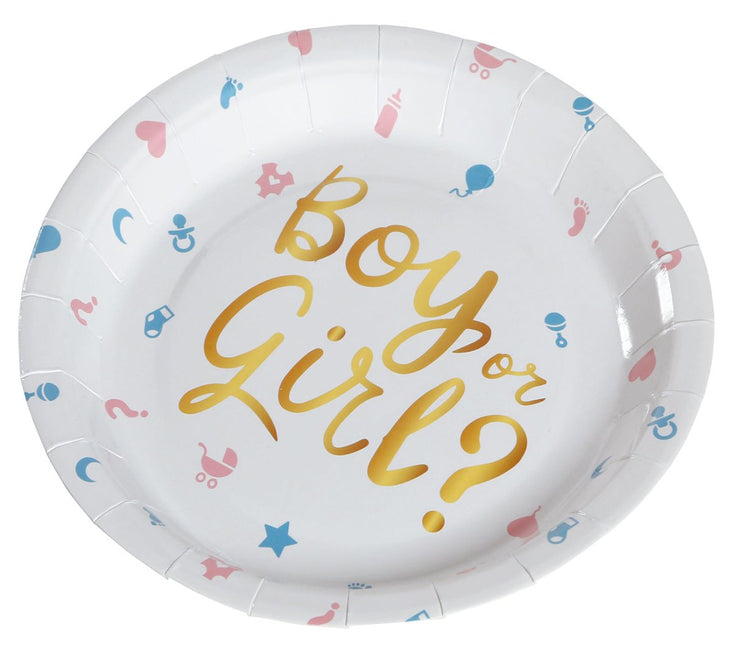 Gender Reveal Borden Boy Or Girl 23cm 6st van Fiestas Guirca koop je bij Partywinkel