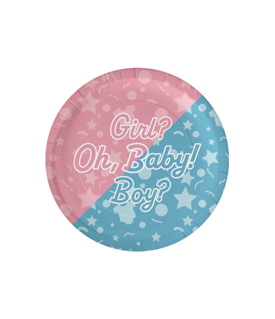 Gender Reveal Borden Oh Baby! 23cm 8st van Paper Dreams koop je bij Partywinkel