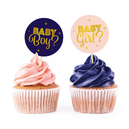 Gender Reveal Cocktailprikkers Blauw Roze 12st van WeFiesta koop je bij Partywinkel