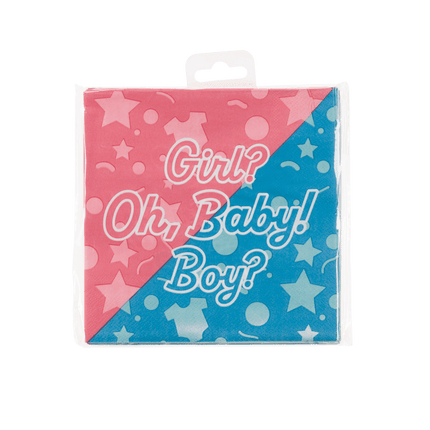 Gender Reveal Servetten Oh Baby! 33cm 16st van Paper Dreams koop je bij Partywinkel