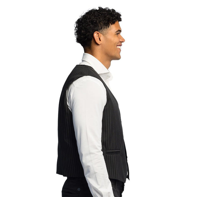 Gilet Pinstripe zwart (L/XL) van Boland koop je bij Partywinkel