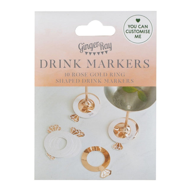 Glasmarkers Ring 10cm 10st van Ginger Ray koop je bij Partywinkel