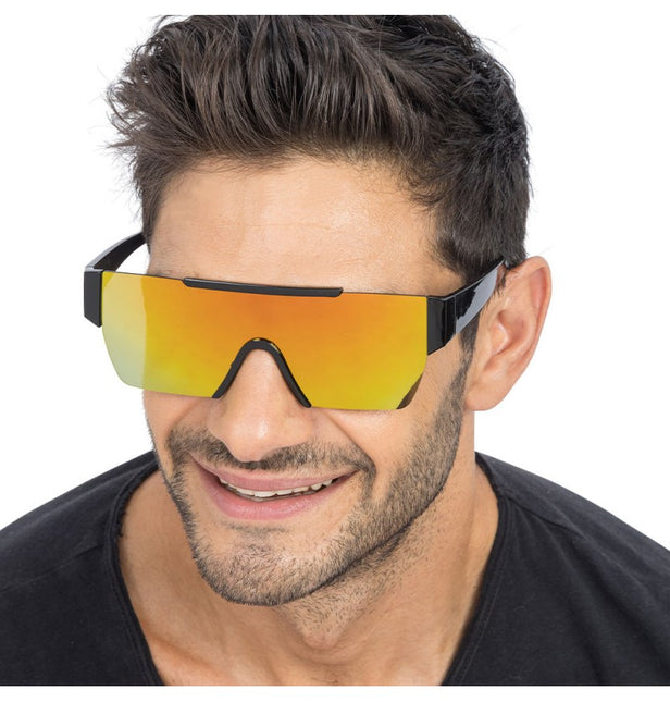 Złote okulary z efektem lustra - 15 cm x 15 cm x 5,2 cm