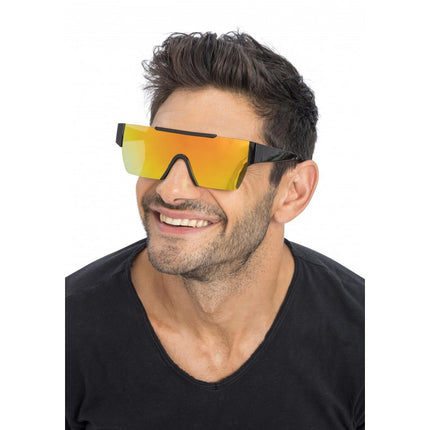 Złote okulary z efektem lustra - 15 cm x 15 cm x 5,2 cm