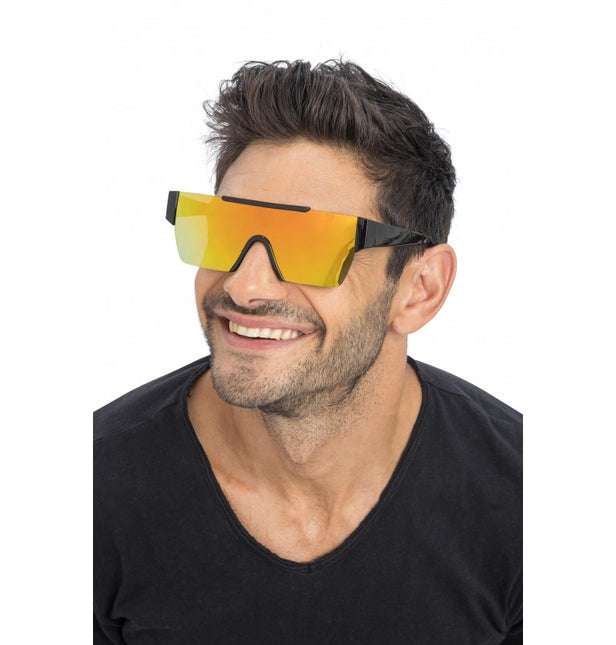 Złote okulary z efektem lustra - 15 cm x 15 cm x 5,2 cm