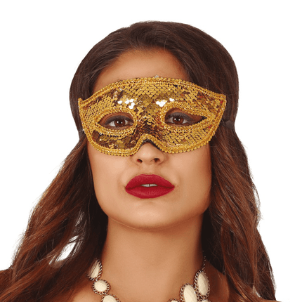Goud Masker Pailletten van Fiestas Guirca koop je bij Partywinkel