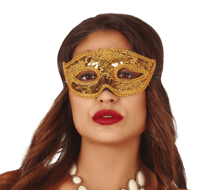 Goud Masker Pailletten van Fiestas Guirca koop je bij Partywinkel