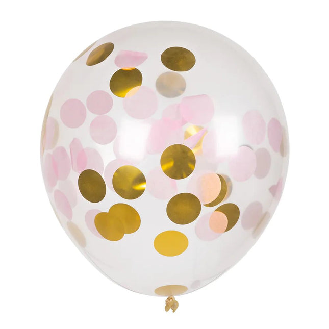 Goud Roze Confetti Ballonnen 30cm 5st van Boland koop je bij Partywinkel